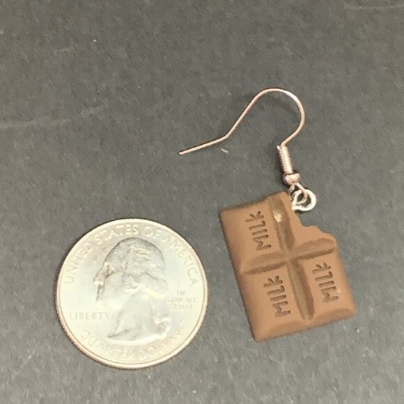 Chocolate Bar Earring. Food Earring, Valentine Earrings, Easter Earring - Picture 3 of 4